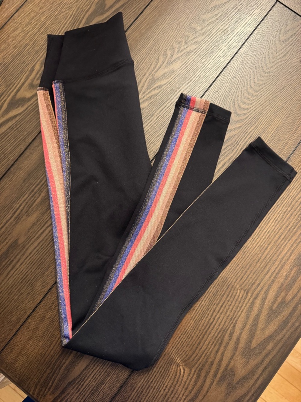 Spiritual Gangster Black Leggings with Rainbow Glitter Side Stripes